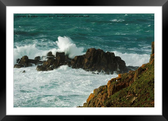 CRASH GO THE WAVES Framed Mounted Print by andrew saxton