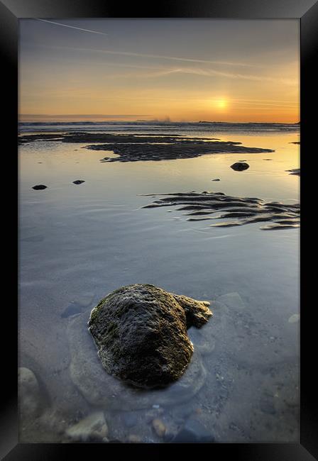 Calm Sea, Cayton Bay. Framed Print by Martin Williams