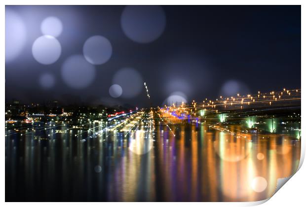 Bonn at night on the Rhine  Print by Dagmar Giers