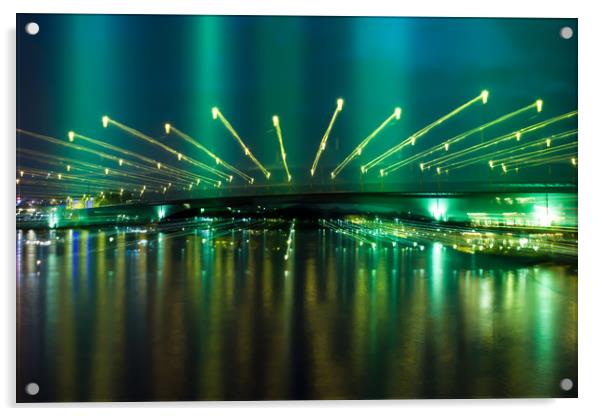 Bonn at night on the Rhine  Acrylic by Dagmar Giers