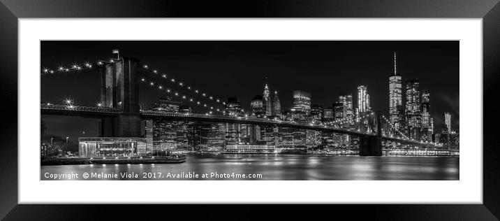 MANHATTAN SKYLINE Nightly Impressions | Panoramic  Framed Mounted Print by Melanie Viola