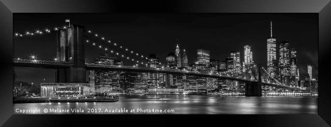 MANHATTAN SKYLINE Nightly Impressions | Panoramic  Framed Print by Melanie Viola