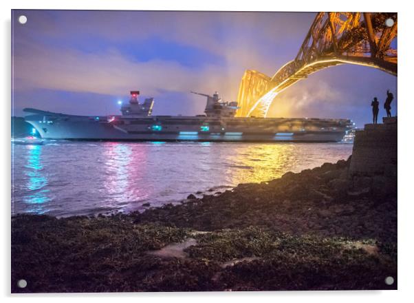 HMS Queen Elizabeth deprts Acrylic by Garry Quinn