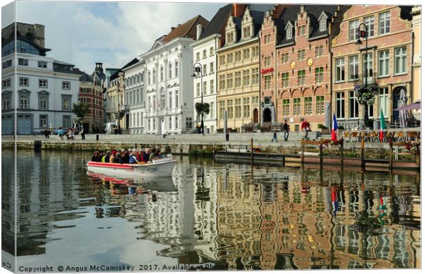 On the River Leie in Ghent, Belgium Canvas Print by Angus McComiskey