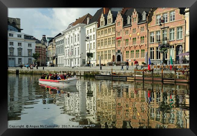 On the River Leie in Ghent, Belgium Framed Print by Angus McComiskey
