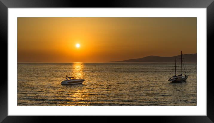Mykonos Sunsetting Framed Mounted Print by Naylor's Photography