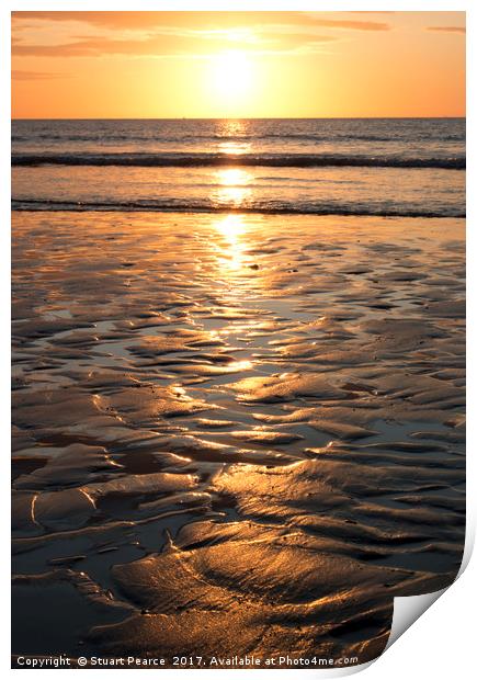 Sunrise over Filey Beach Sands Print by Stuart Pearce