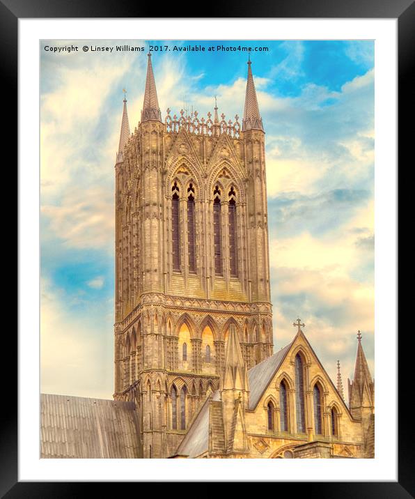 Central Tower of Lincoln Cathedral Framed Mounted Print by Linsey Williams