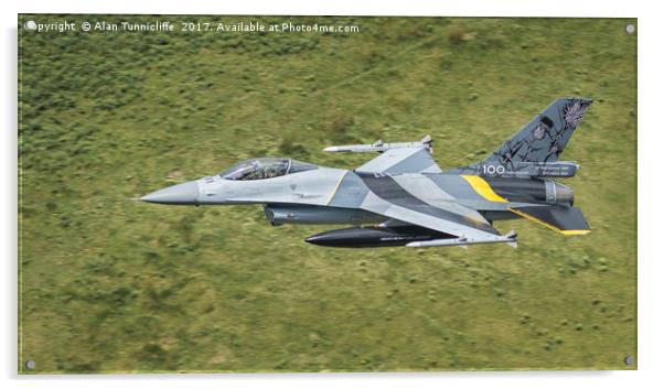 Majestic Belgian F16s Soar Above Mountain Range Acrylic by Alan Tunnicliffe
