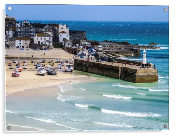 Majestic Tides of St Ives Acrylic by Beryl Curran