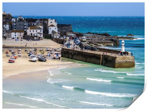 Majestic Tides of St Ives Print by Beryl Curran