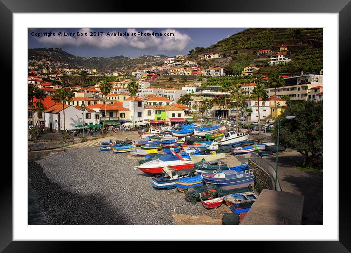 Colourful Fishing Boats in Madeira Framed Mounted Print by Lynn Bolt