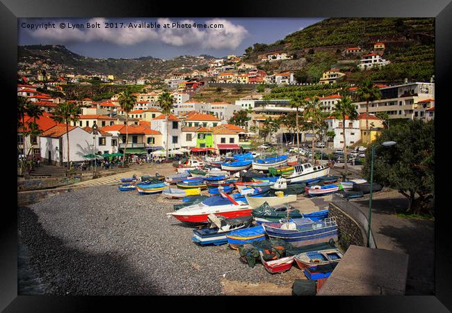 Colourful Fishing Boats in Madeira Framed Print by Lynn Bolt