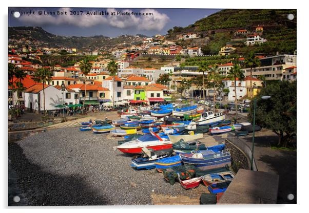 Colourful Fishing Boats in Madeira Acrylic by Lynn Bolt