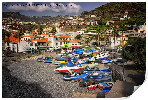 Colourful Fishing Boats in Madeira Print by Lynn Bolt