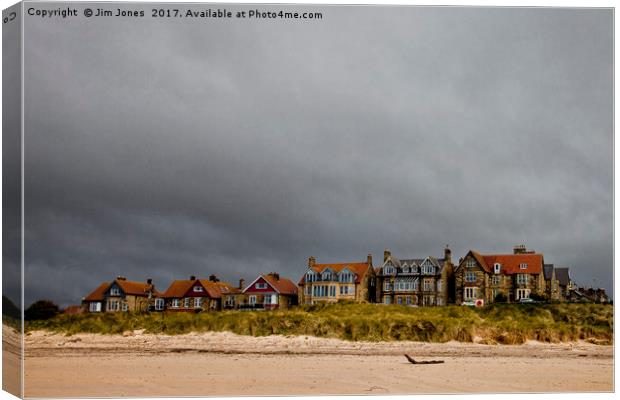 Brooding sky above Alnmouth Canvas Print by Jim Jones