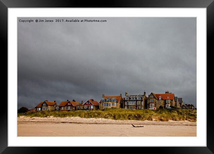 Brooding sky above Alnmouth Framed Mounted Print by Jim Jones