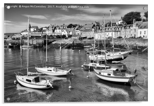 Yachts at anchor in St Monans harbour (mono) Acrylic by Angus McComiskey