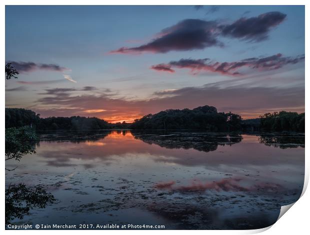 Purple Sunset over Water Print by Iain Merchant