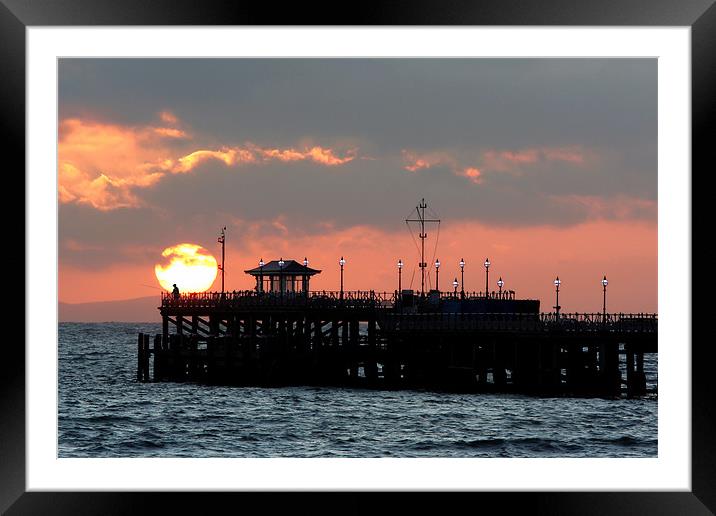 End of the pier fisherman Framed Mounted Print by Tony Bates
