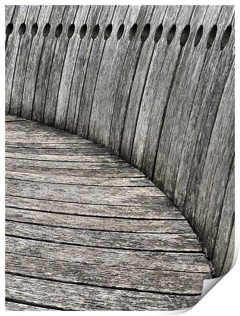 wooden bench Print by Heather Newton
