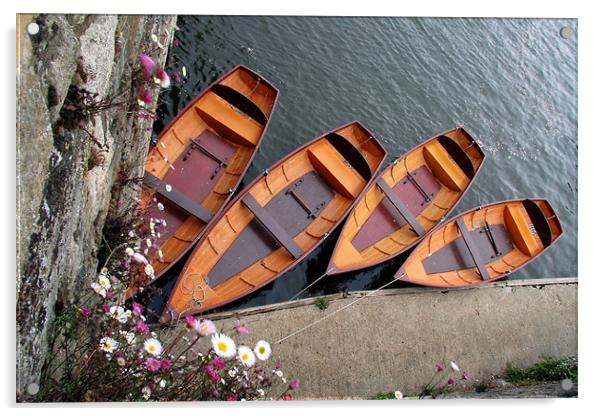 Row Boats Acrylic by Tony Bates