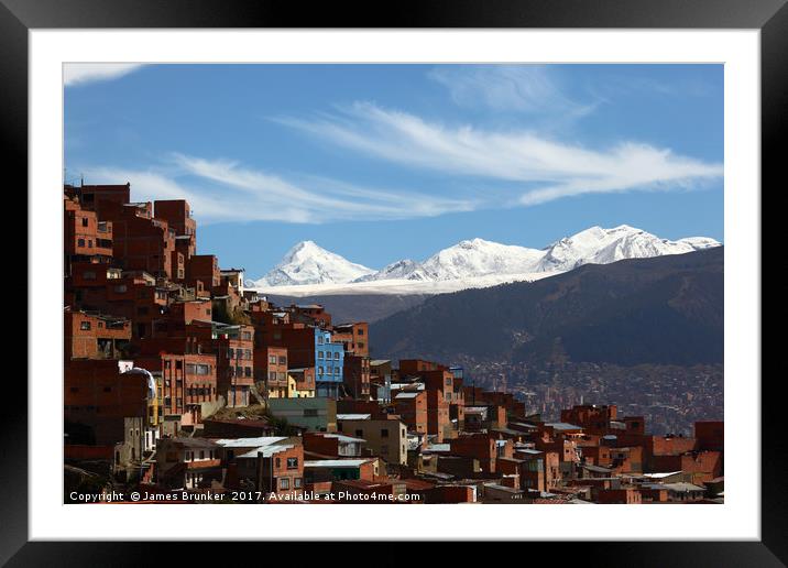 Suburbs of La Paz and Cordillera Real Bolivia Framed Mounted Print by James Brunker