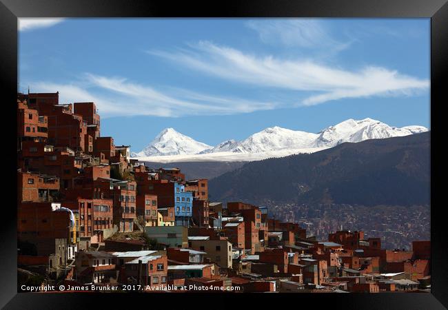 Suburbs of La Paz and Cordillera Real Bolivia Framed Print by James Brunker