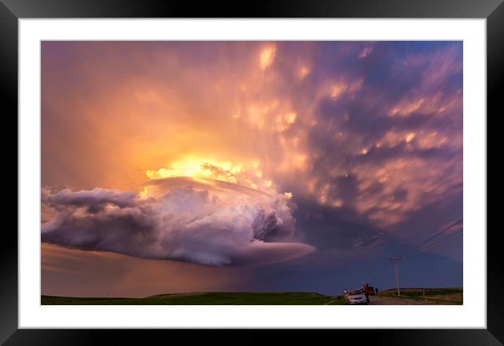 Super-cell Sunset, South Dakota Framed Mounted Print by John Finney
