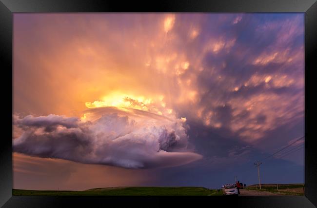 Super-cell Sunset, South Dakota Framed Print by John Finney