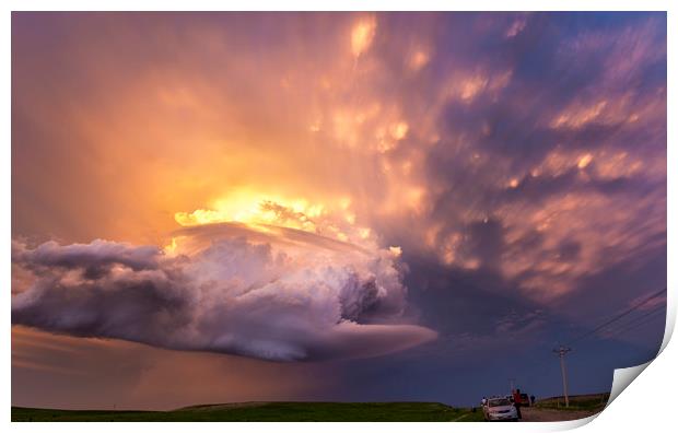Super-cell Sunset, South Dakota Print by John Finney
