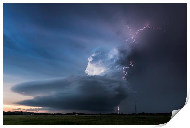 Broken Bow lightning, Nebraska.  Print by John Finney