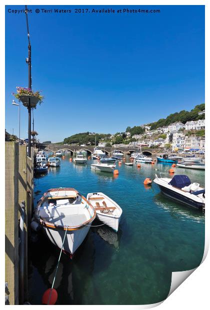 Boats at Looe in Cornwall Print by Terri Waters