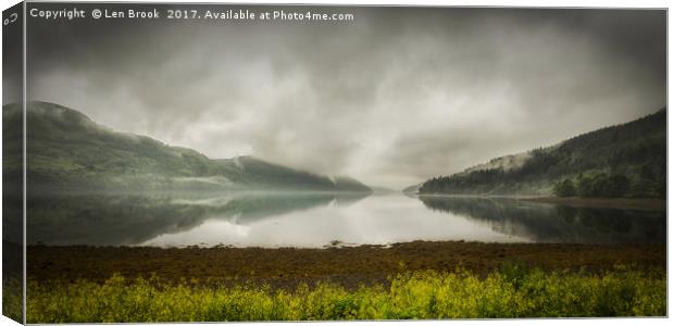 The Clouds and Mists of Loch Long Canvas Print by Len Brook