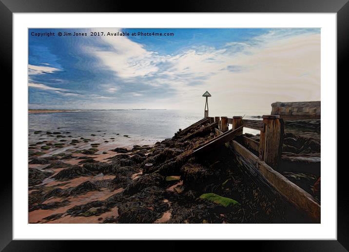 Artistic Weathered Groyne Framed Mounted Print by Jim Jones