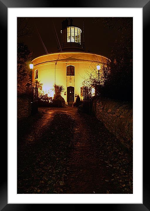 West Usk Lighthouse at night Framed Mounted Print by David (Dai) Meacham