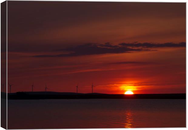 Wind turbines at sunset    Canvas Print by chris smith