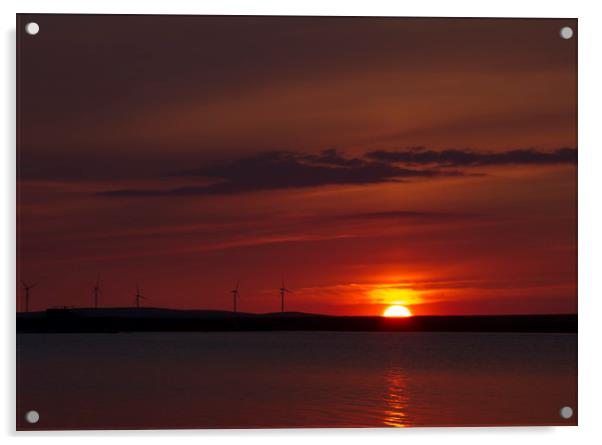 Wind turbines at sunset    Acrylic by chris smith