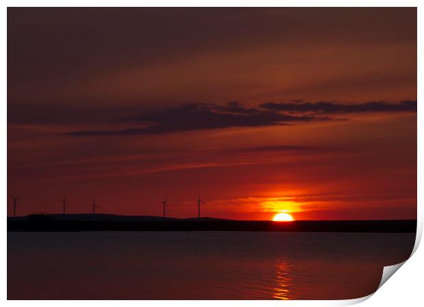 Wind turbines at sunset    Print by chris smith