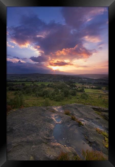 Norland moor sunset  Framed Print by chris smith