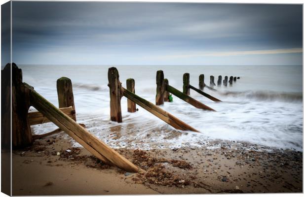  Wooden groynes  Canvas Print by chris smith