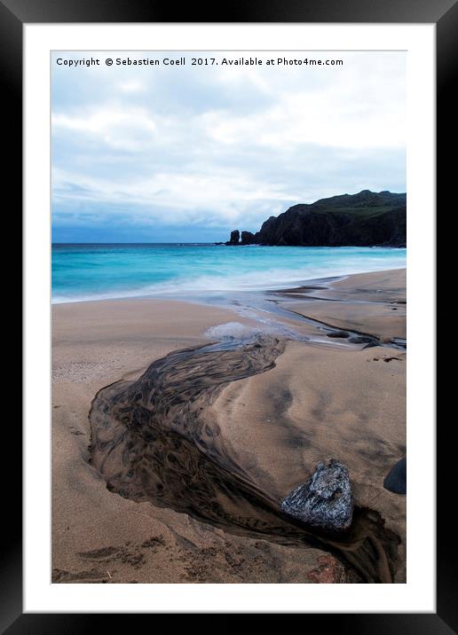 The black river runs down to Dalmore beach on the  Framed Mounted Print by Sebastien Coell
