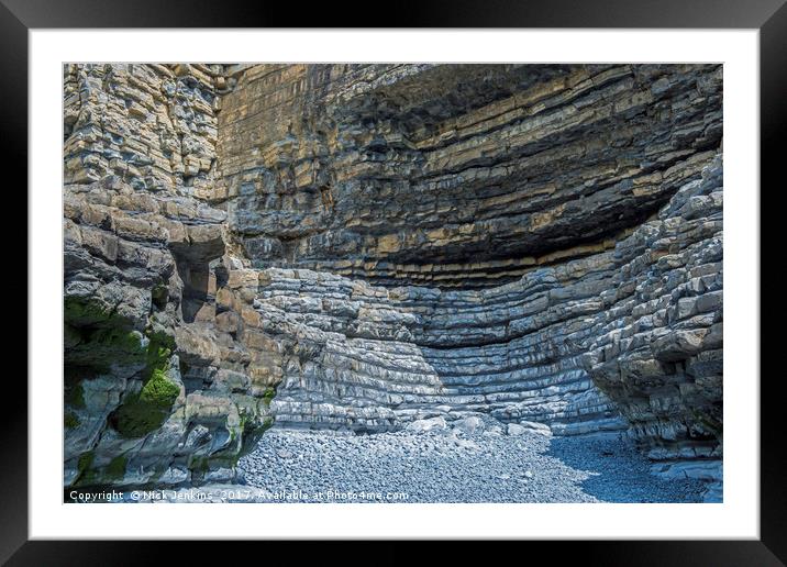 A secret rock cove at Cwm Nash Beach Glamorgan Her Framed Mounted Print by Nick Jenkins