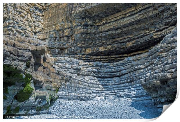 A secret rock cove at Cwm Nash Beach Glamorgan Her Print by Nick Jenkins