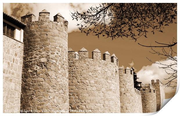 Towers of castle Avila Print by Igor Krylov