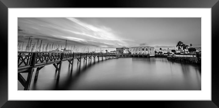 Marina Rubicon in Playa Blanca Mono Framed Mounted Print by Naylor's Photography