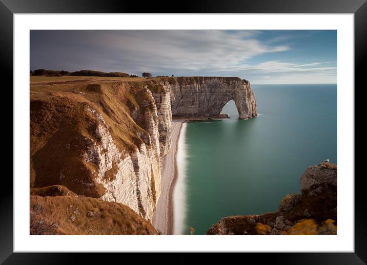 The cliffs and Manneporte arch at Etretat Framed Mounted Print by Leighton Collins