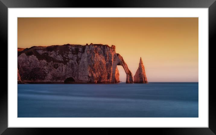 Golden hour at Etretat Framed Mounted Print by Leighton Collins