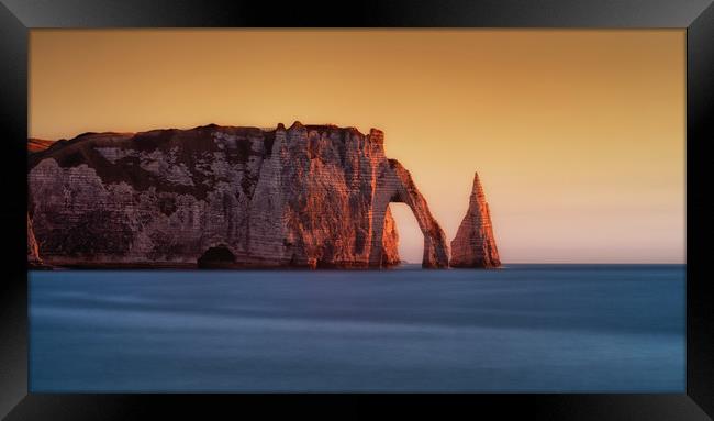 Golden hour at Etretat Framed Print by Leighton Collins