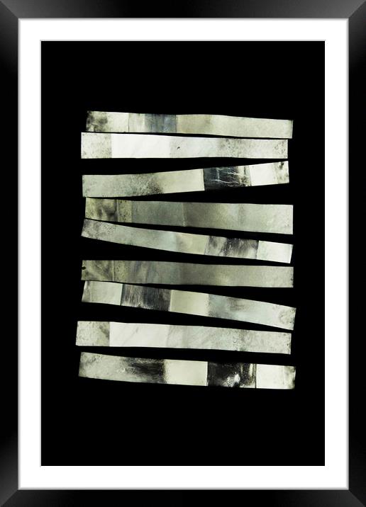 Photo paper stripes on a black background Framed Mounted Print by Larisa Siverina